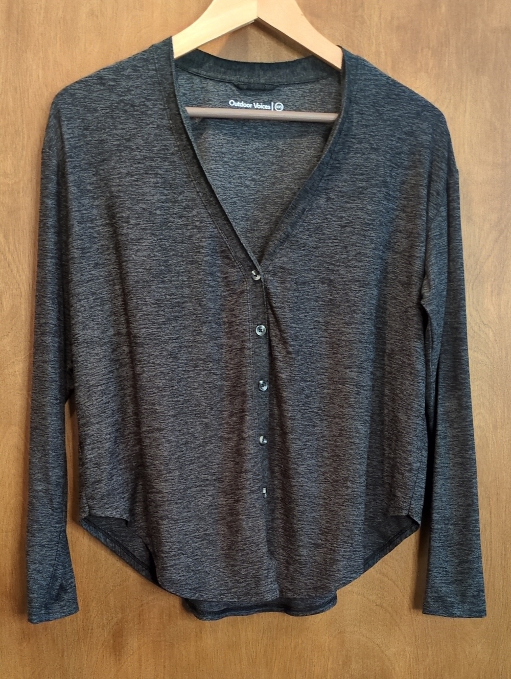 Outdoor Voices Charcoal Gray Button-Front Top Size XXS